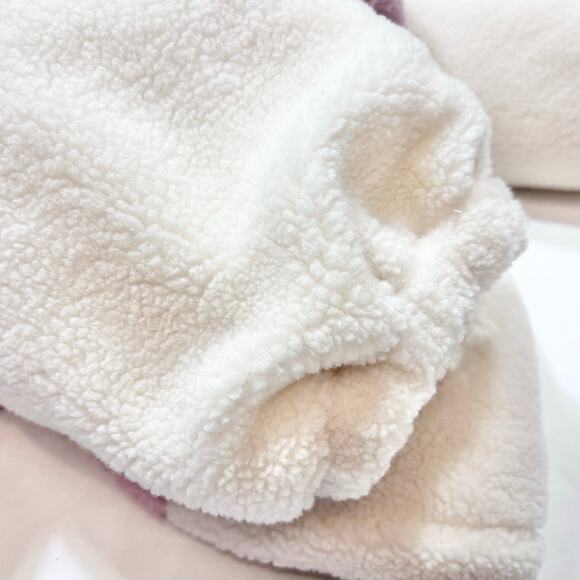 AELFRIC EDEN Oversized Sherpa Fleece Jacket Unisex Large Pink White Full Zip - Picture 7 of 10